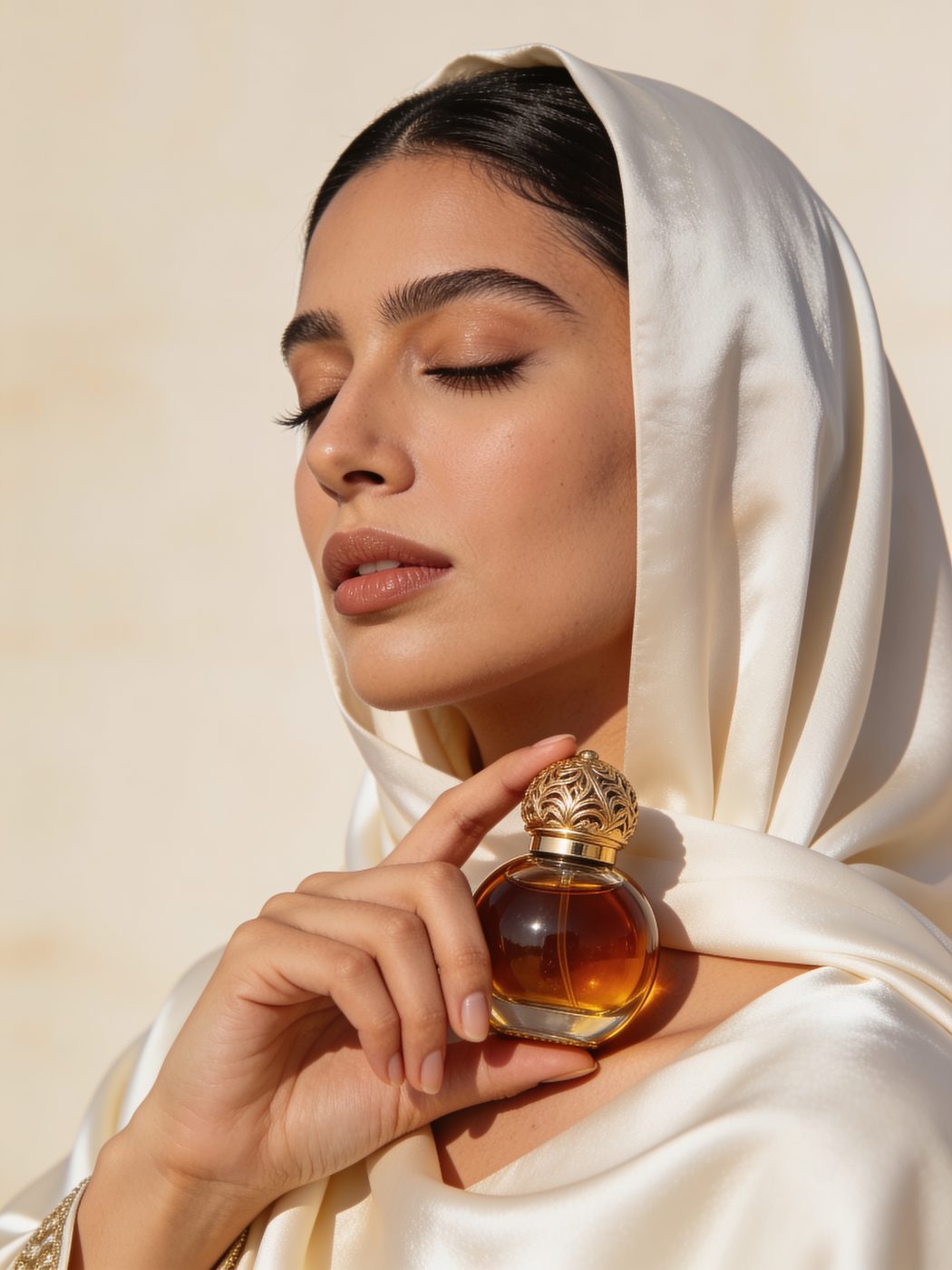 عطر عود مع موديل